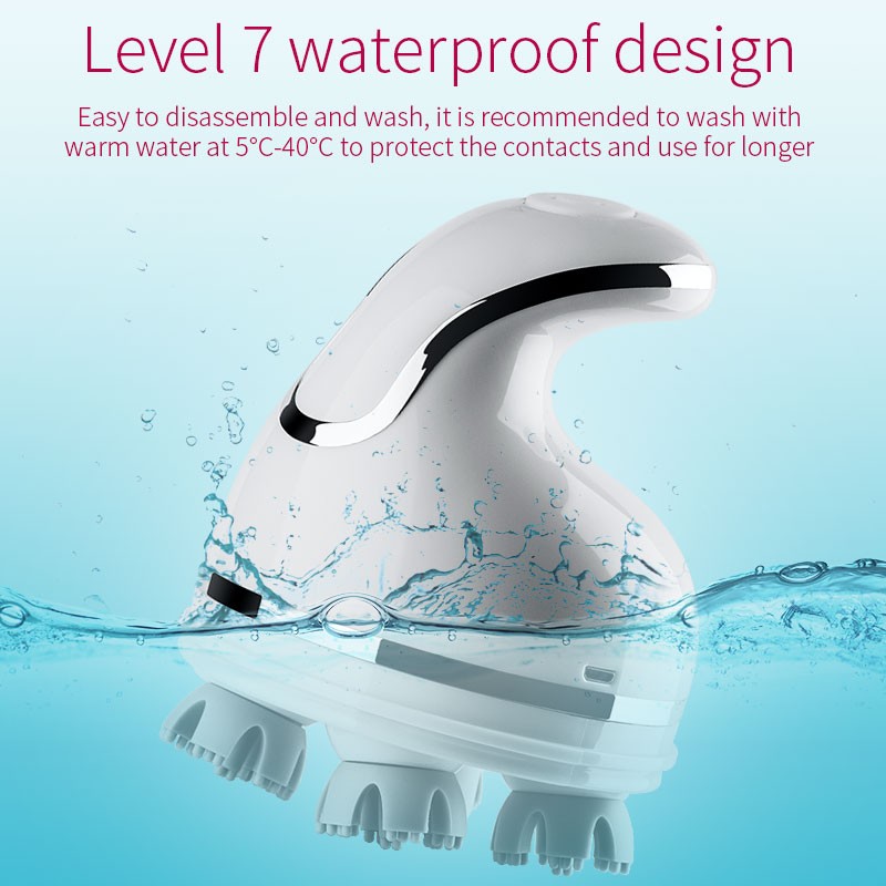 Rechargeable & Waterproof IPX7 Full Body 3D Portable Head Massager Handheld Device for Comfortable Relaxation