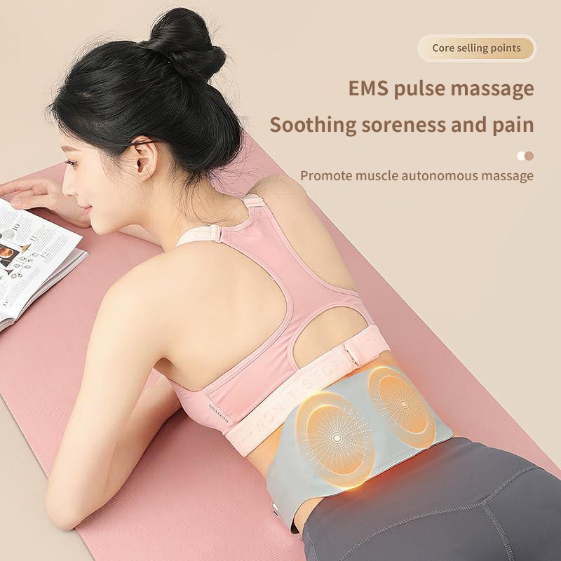 Portable Electric EMS Back Muscle Pain Relief Warm Compress Massager Menstrual Heating Heated Massage Period Pain Relief Belt