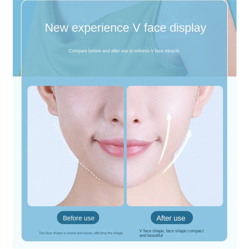 EMS Facial Massager with V-Line Chin Belt Double Chin Removal Skin Tightening Face Slimming Device Red Blue Light Heat Vibration