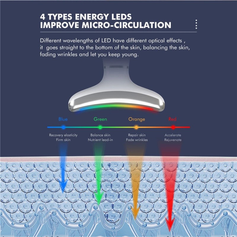 EMS LED Phototherapy Vibration Neck Skin Care Tool ABS Anti-Wrinkle Face Lifting Device Hot Cool Massage for Double Chin