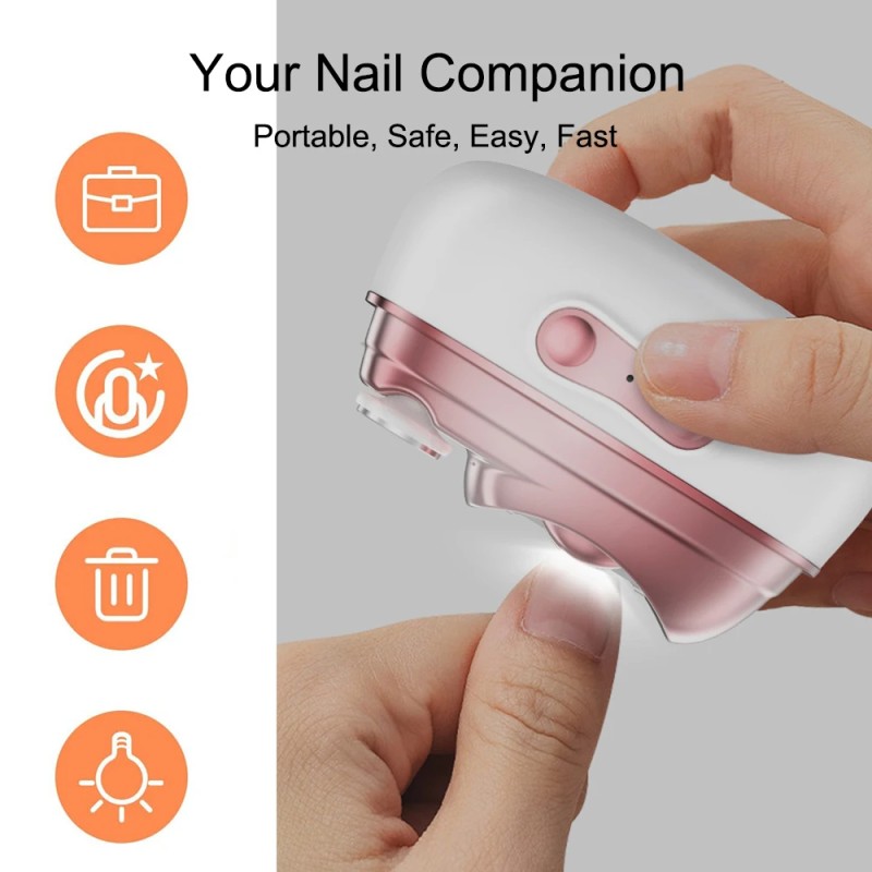 Mini Portable Automatic Nail Clipper Electric Nail Drill File With UV LED Lamp for Nails Gel Polish