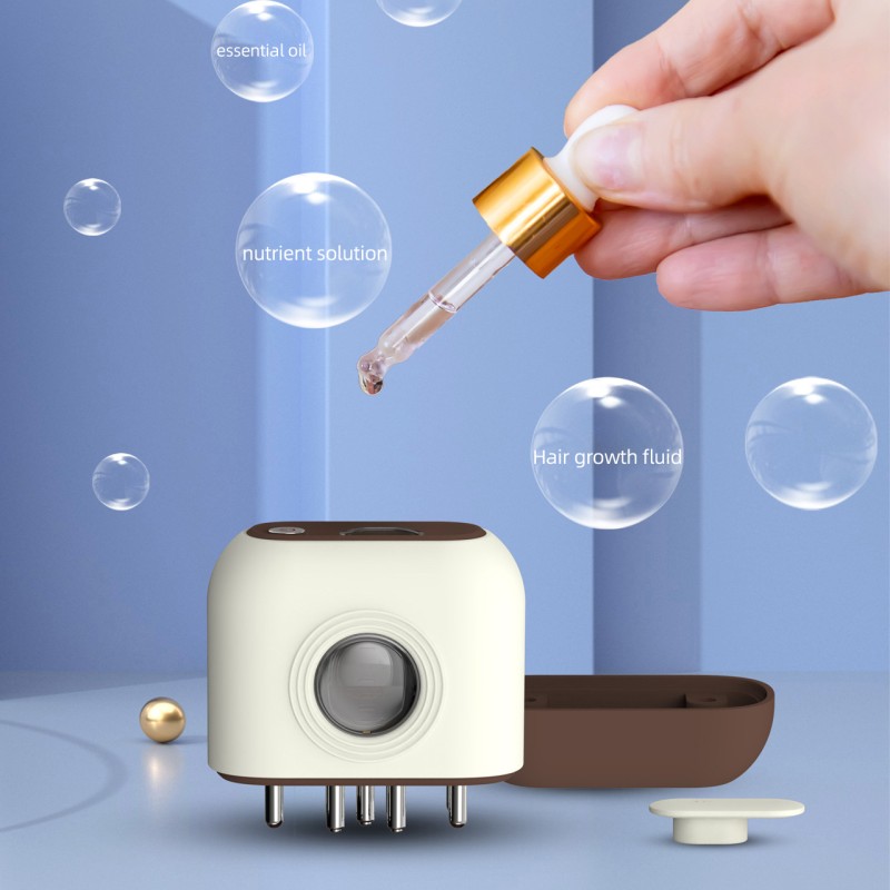 2-in-1 Electric Scalp Massager Brush with Hair Oil Applicator Red Blue Light Targeted Hair Growth for Head Application