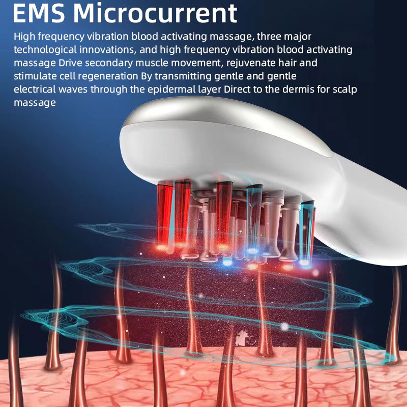 Electric Head Oil Serum Brush EMS Hair Growth DeVice Led Red Light Anti Hair Loss Microcurrent Vibration Scalp Massage Comb