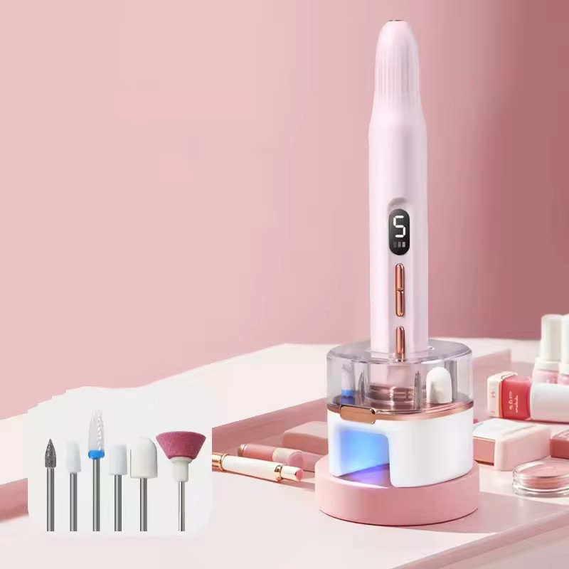Home Salon Use Portable Rechargeable Nail File Professional Electric Nail Drill with UV LED Nail Lamp