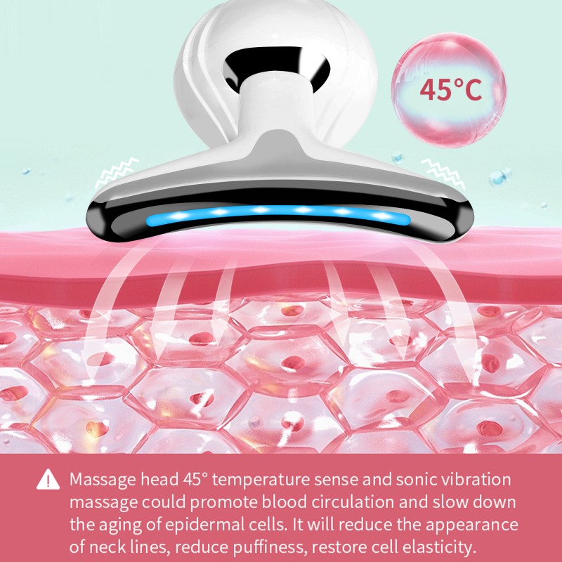 Women's Neck Wrinkle Remover Beauty Device High Frequency LED Photon Electric Ion Microcurrent EMS Warmth for Skin Tightening