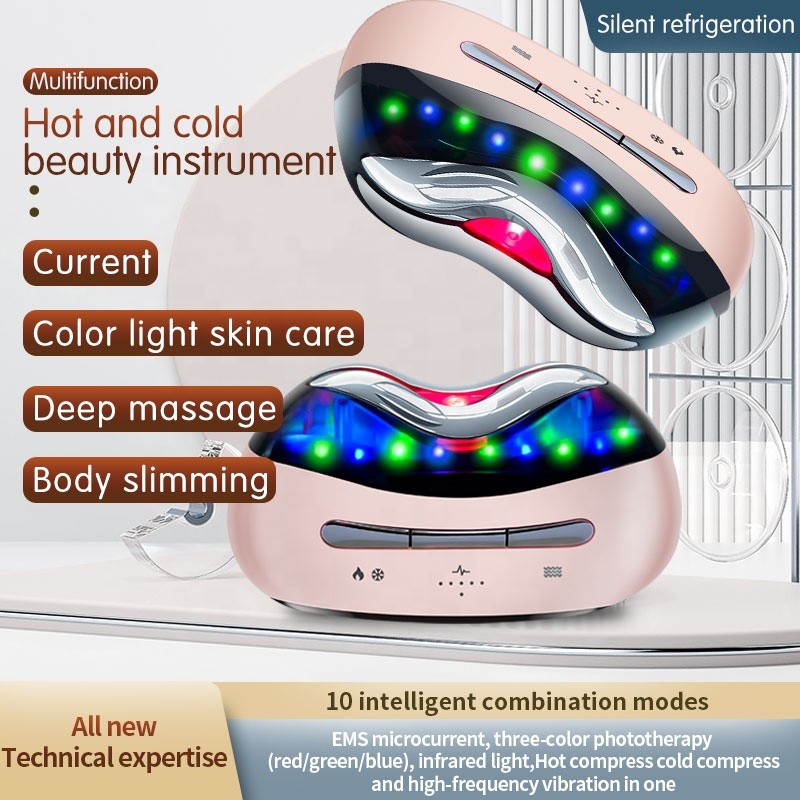 Led Light Skin Therapy Wand Home Use Beauty Equipment Facial Lifting Device Hot Cold Microcurrent Face & Neck Lifting Massager