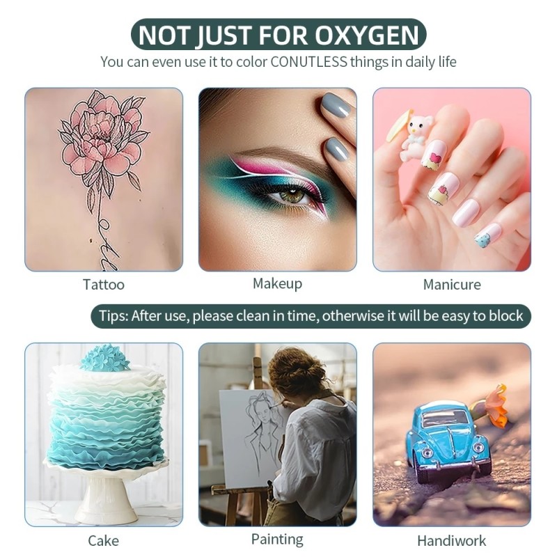 Handheld Mini Nail Art Spray Gun Kit Facial Nano Mist Oxygen Injector with Airbrush Compressor Metal Material for Paint Tattoo