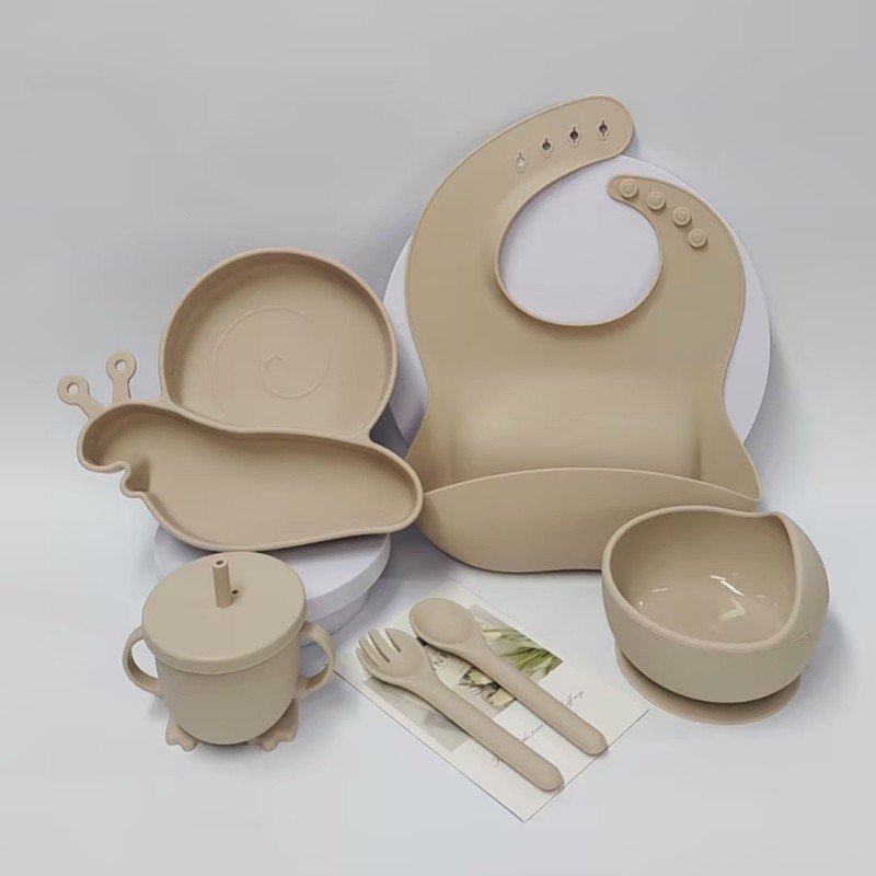 Baby Tableware Set Factory - Classic Snail Design Silicone