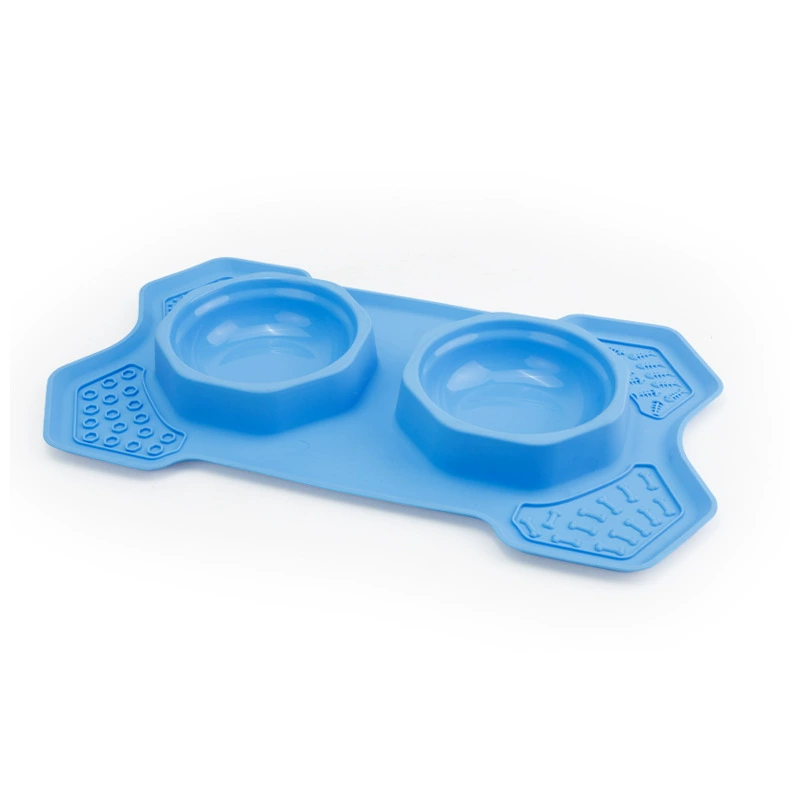 Pet Feeding Mat Factory - Double Bowl Anti Slip Silicone