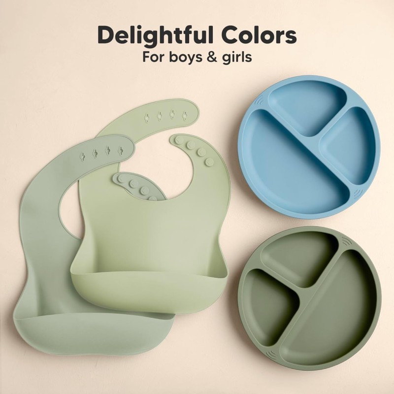 Baby Bib Factory - XLEE Solid Pattern Silicone Feeding