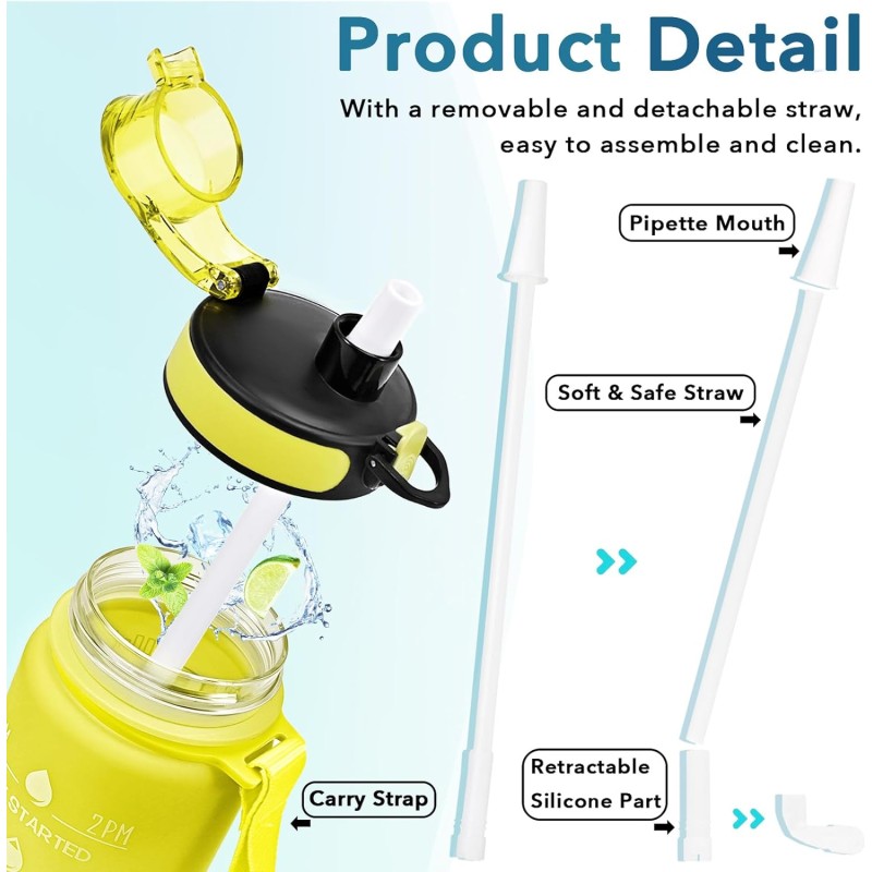 Plastic Water Bottle Factory - 750ml Cute Straw Motivational