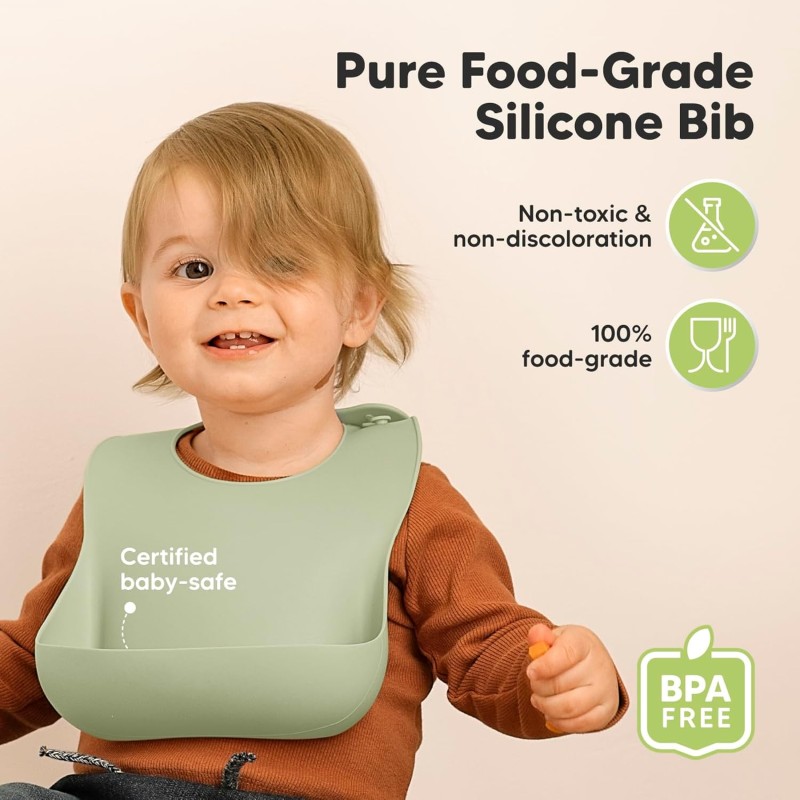 Baby Bib Factory - XLEE Solid Pattern Silicone Feeding