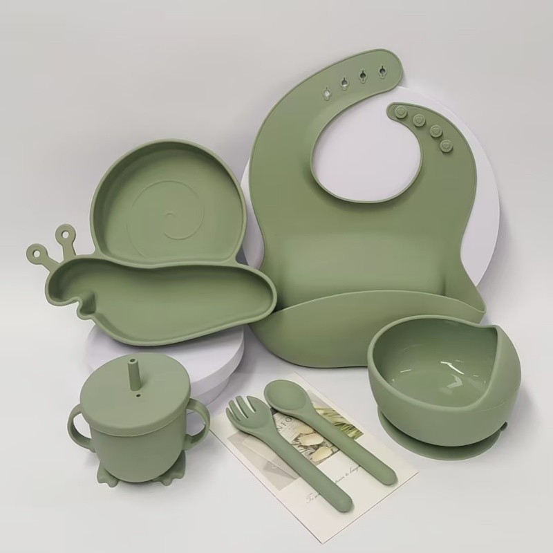 Baby Tableware Set Factory - Classic Snail Design Silicone