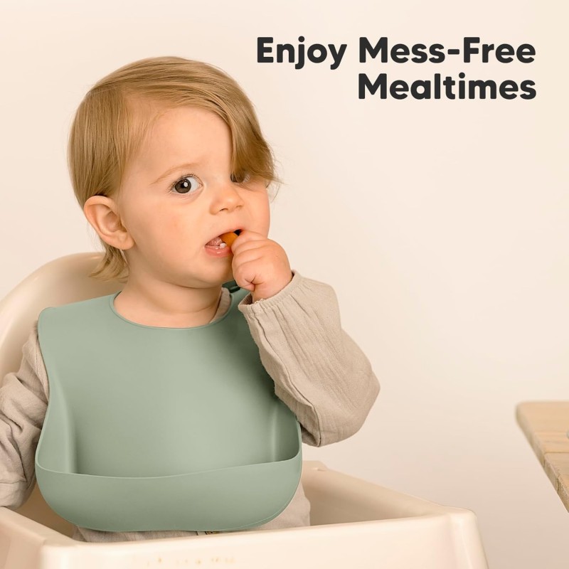 Baby Bib Factory - XLEE Solid Pattern Silicone Feeding