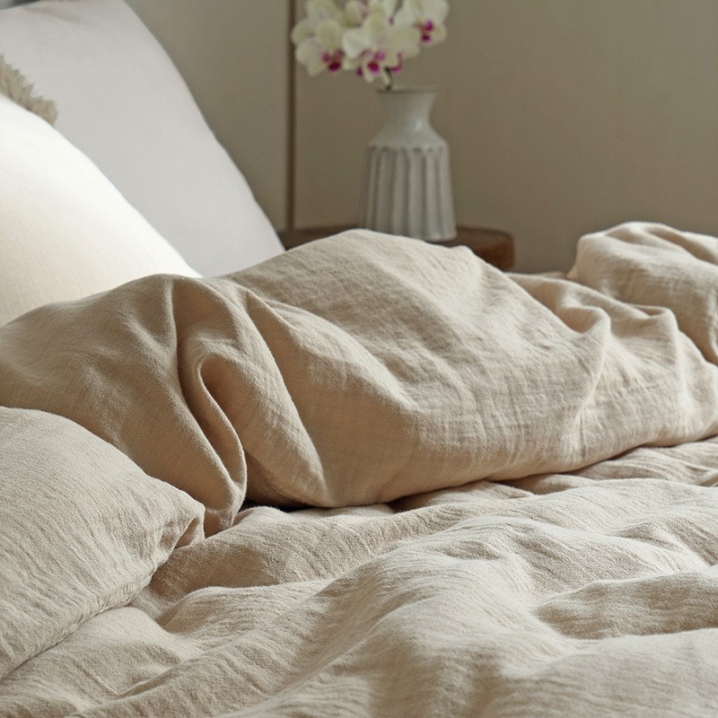 Muslin Duvet Cover Set Factory - 2 Layer Fringe Lace 4 Pcs