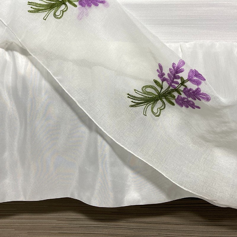 Bed Skirt Factory - Elastic Lilac Embroidery Dust