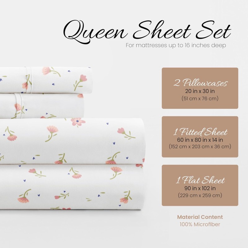 Queen Sheet Set Factory - 4 Piece Breathable Double Brushed