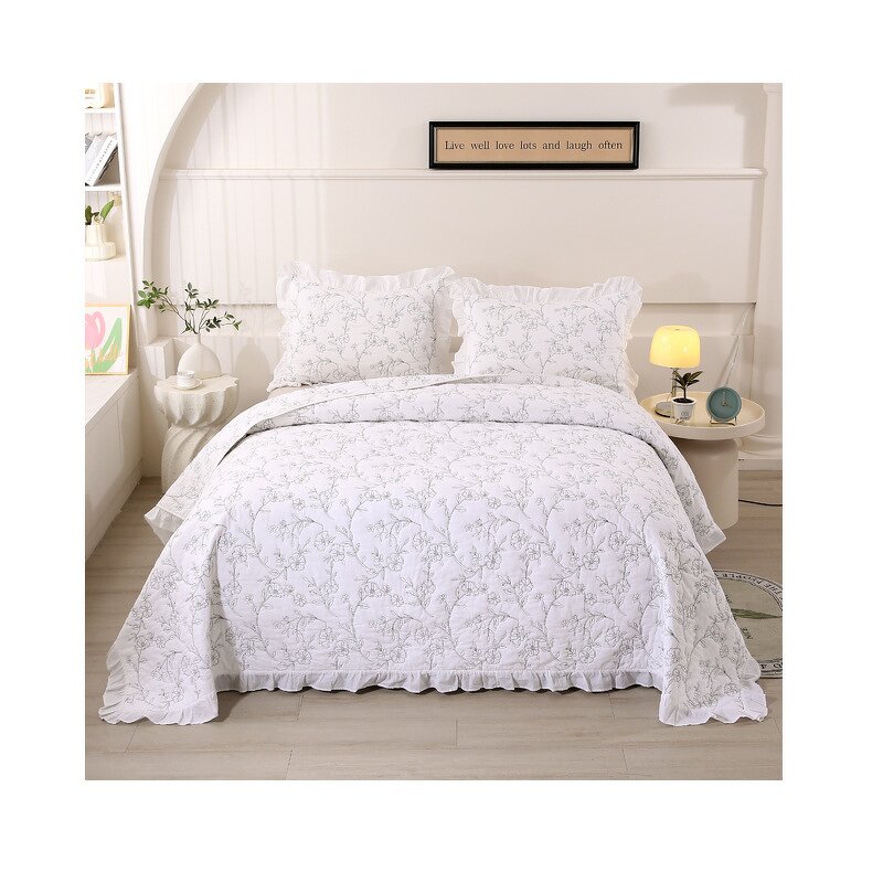 Quilted Bedspread Factory - 3 Pcs Embroidery with Pillowcases