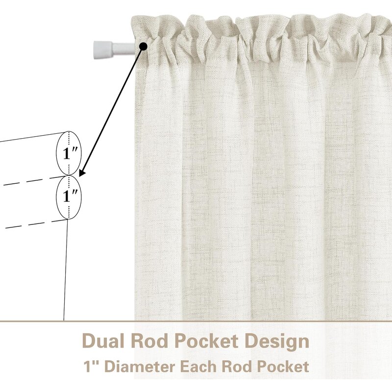 Semi Sheer Curtains Factory - Cream Polyester Rod Pocket