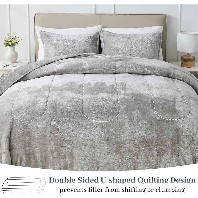 Faux Fur Comforter Set Factory - Luxury Ultra Soft Queen