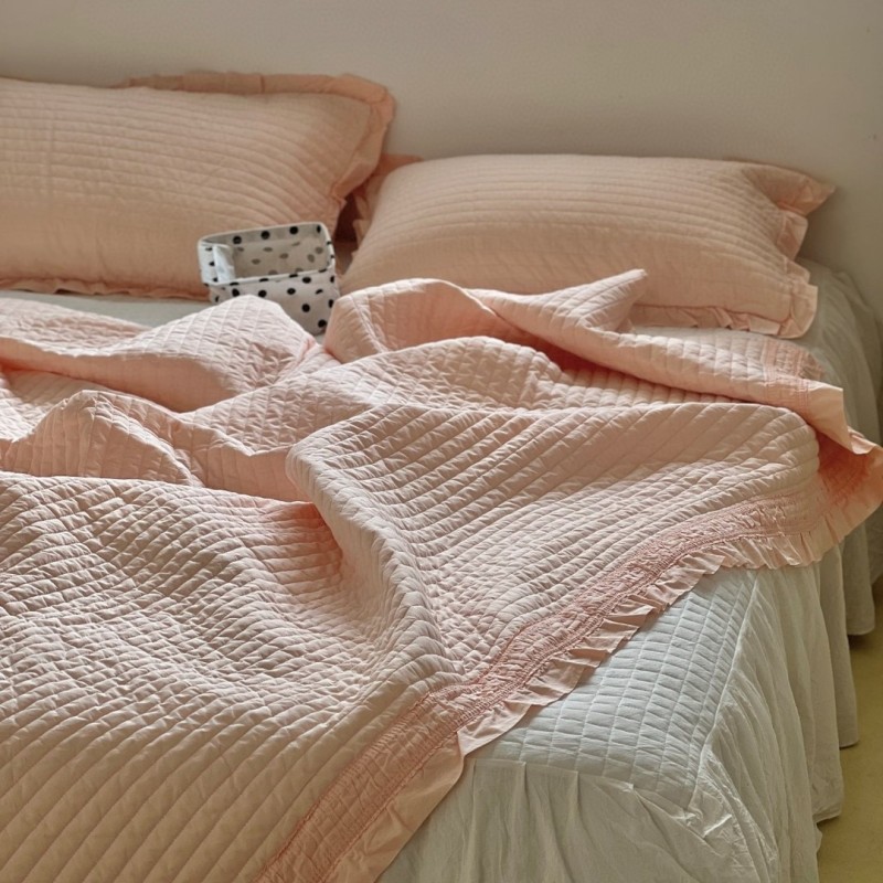 Cotton Bedding Set Factory - Pure Washed with Quilted Skirt