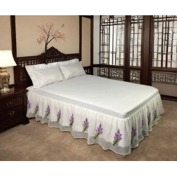 Bed Skirt Factory - Elastic Lilac Embroidery Dust