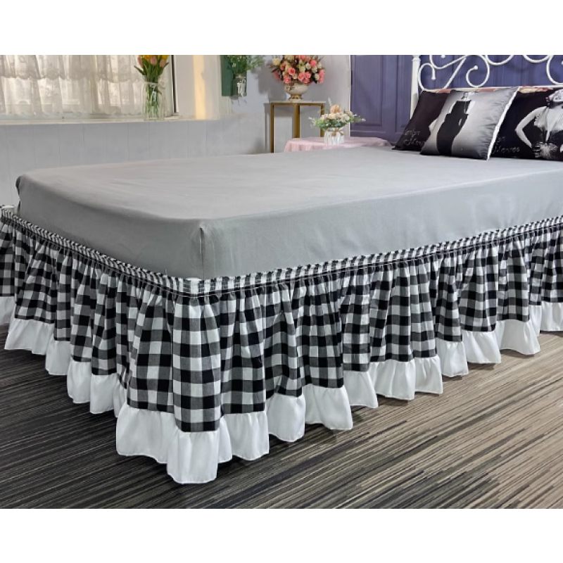 Bed Skirt Factory - Checkered Patchwork Black White