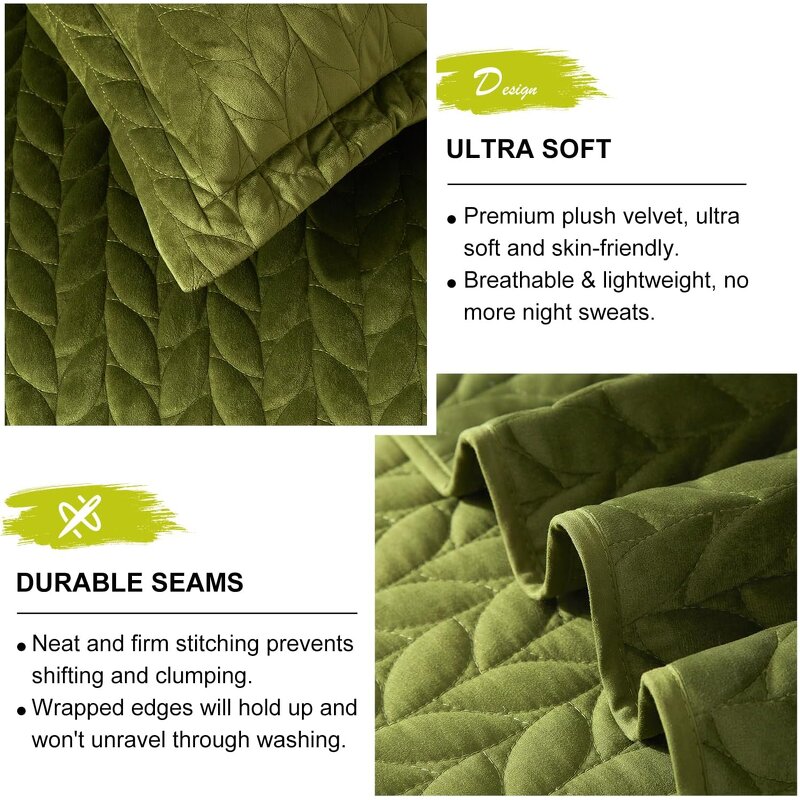 Velvet Quilt Set Factory - Luxury Green Reversible Coverlet