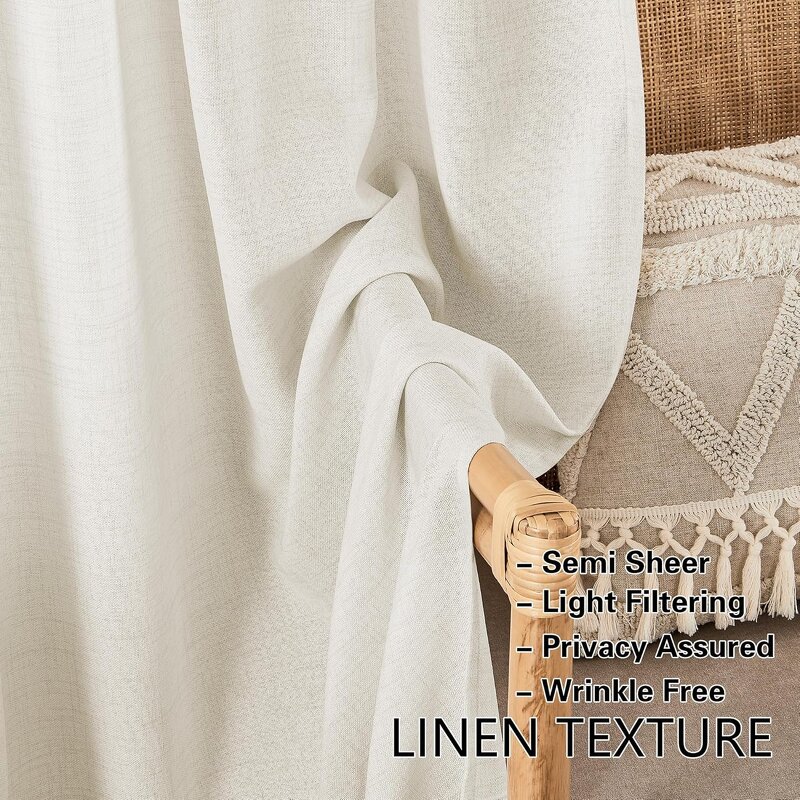 Semi Sheer Curtains Factory - Cream Polyester Rod Pocket