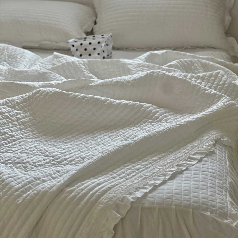 Cotton Bedding Set Factory - Pure Washed with Quilted Skirt