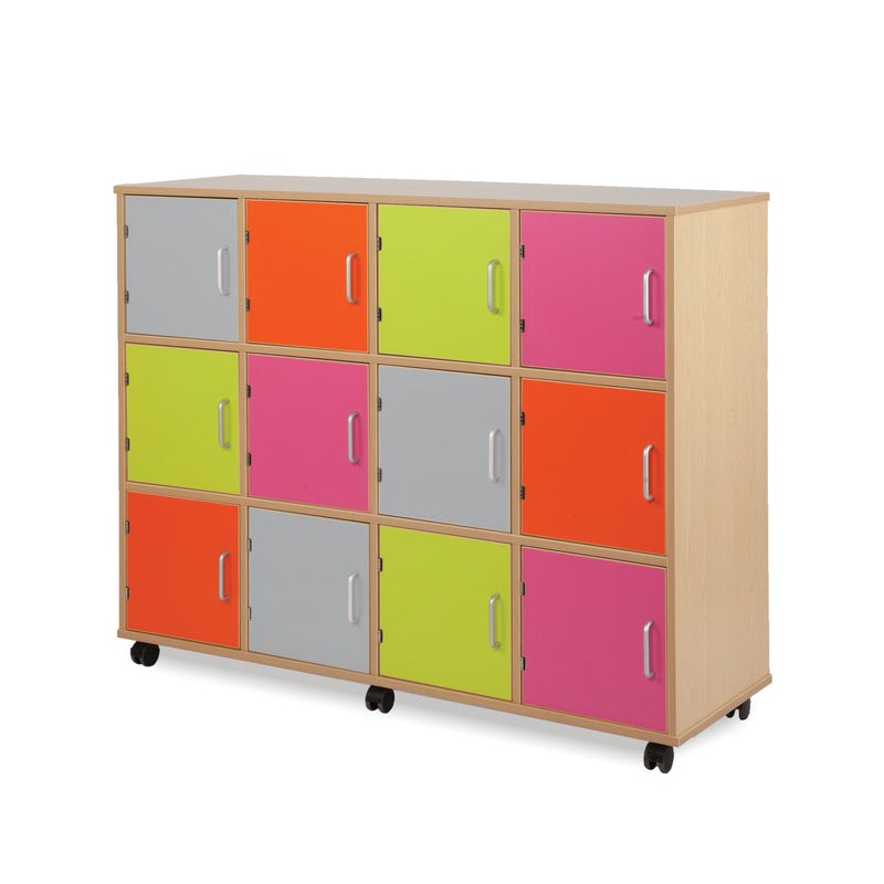 Mobile Storage Unit Manufacturer - 12 Bay Multicolor Lockers