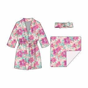 Tie Dye Mommy Maternity Robe Matching Baby Swaddle Blanket Hospital Bag Mommy Me Robe 3PC Set