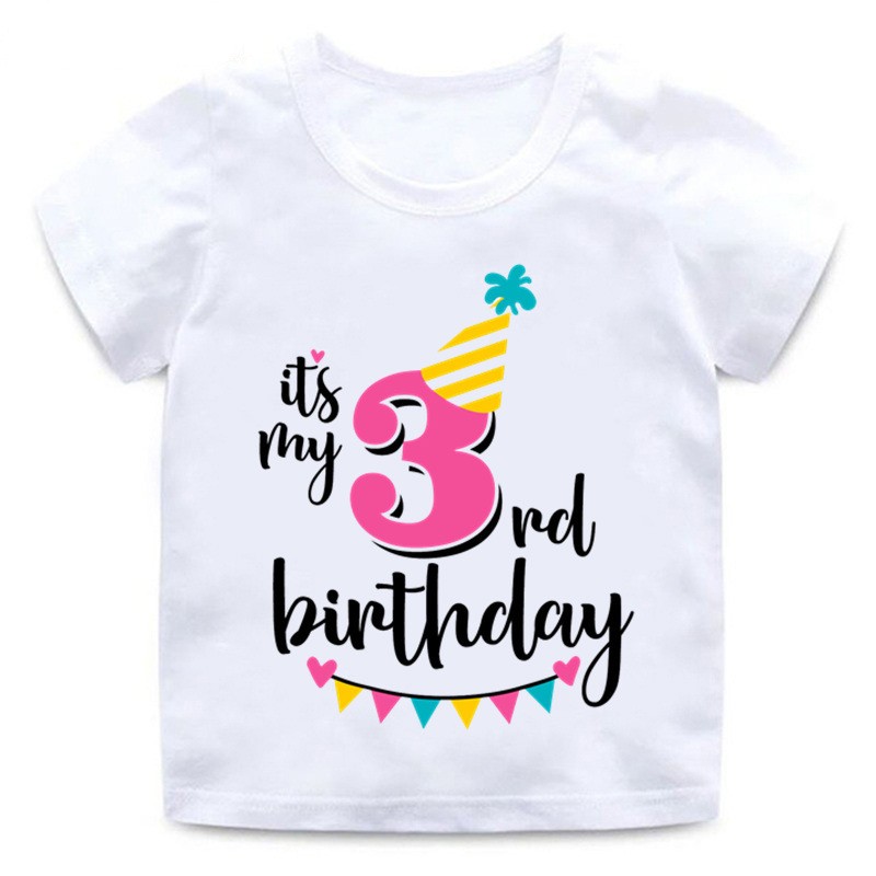Kids Birthday T-Shirt Toddler Letter Top Cartoon Print Boy T-Shirt