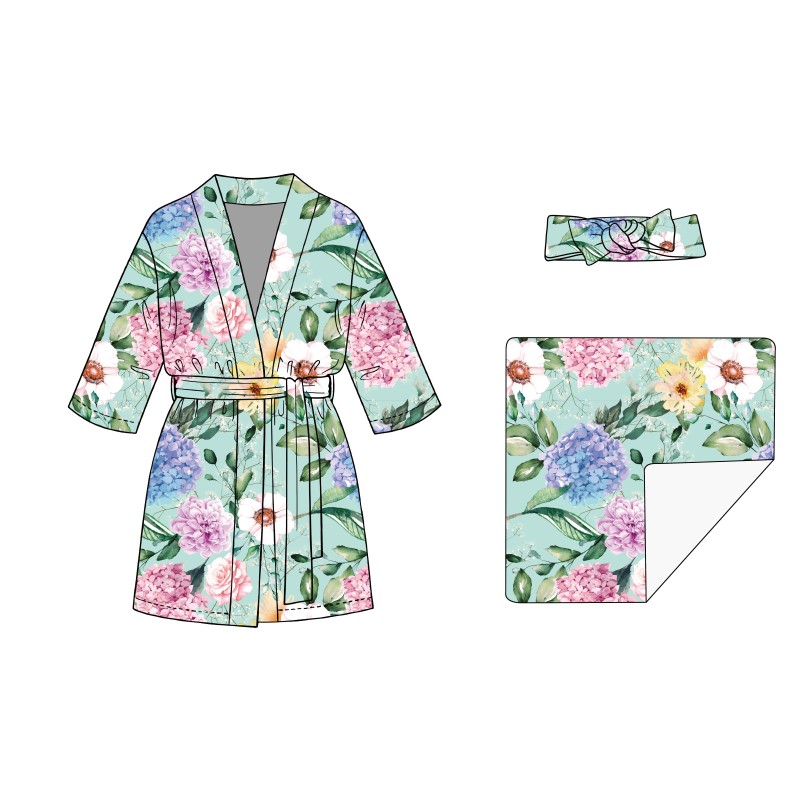 Mommy & Me Robe Swaddle Set Maternity Robe Matching Baby 105*105cm Swaddle Headband Set Girl Boy Hospital Delivery