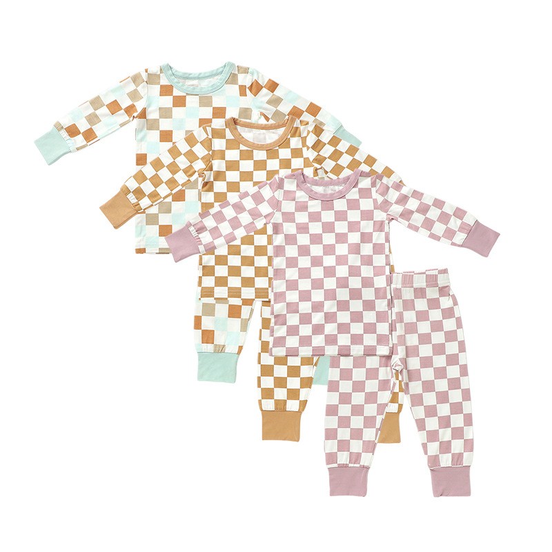 2pcs Viscose Bamboo Spandex Long Sleeve Shirt Pants Set Children's Pajamas Wholesale Casual Wear Boy/Girl Clothing Set
