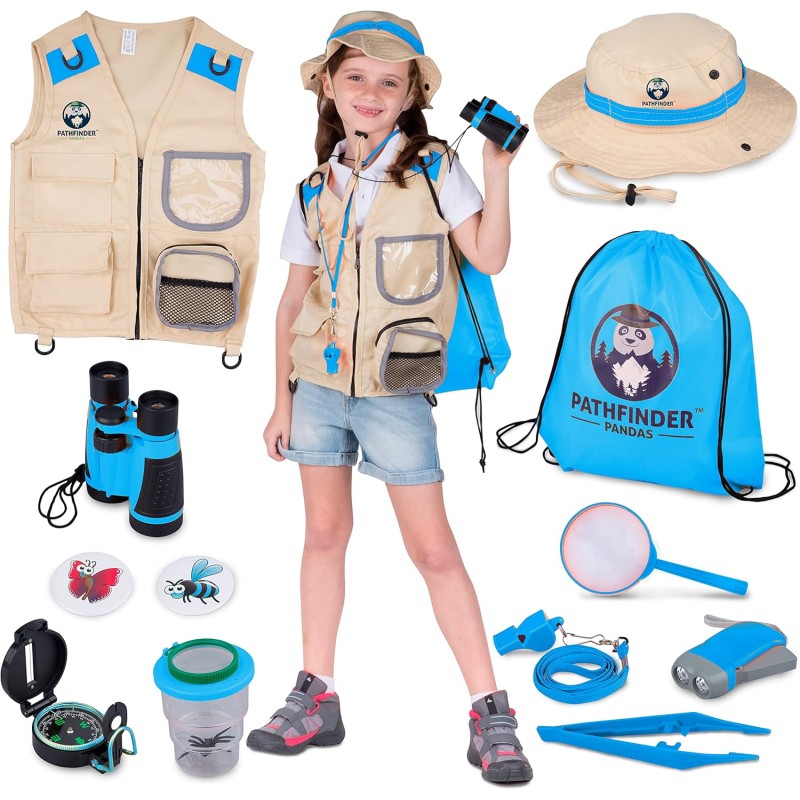 Kids Explorer Costume Includes Safari Vest and Hat Boy and Girl Role Play Paleontologist Zookeeper Park Ranger or Fishing