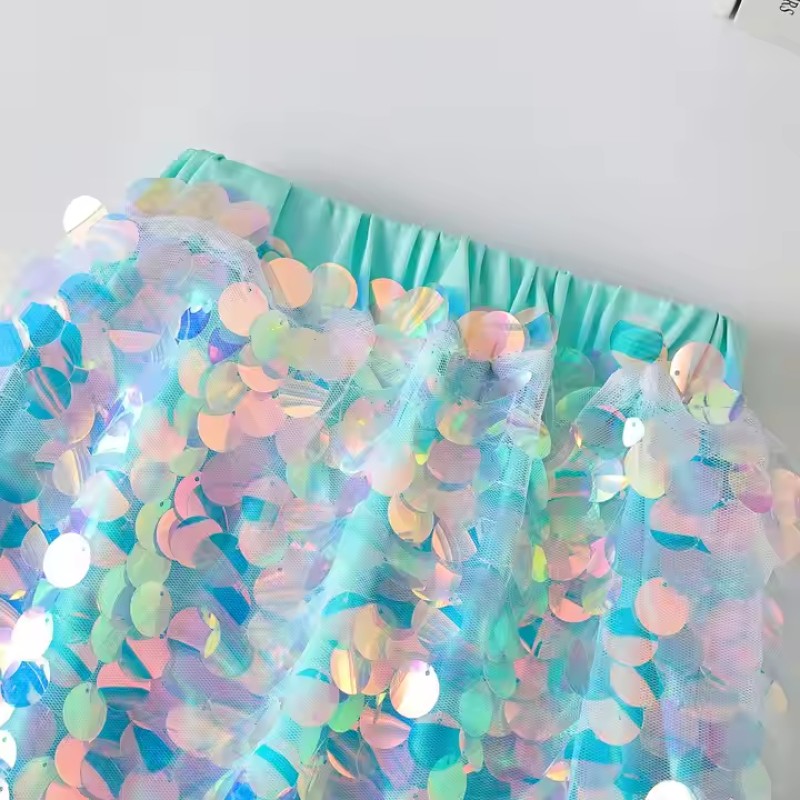 OEM ODM Limited Girls Fashion High Quality Maid Sequin Skirt Princess Show Mermaid Dress