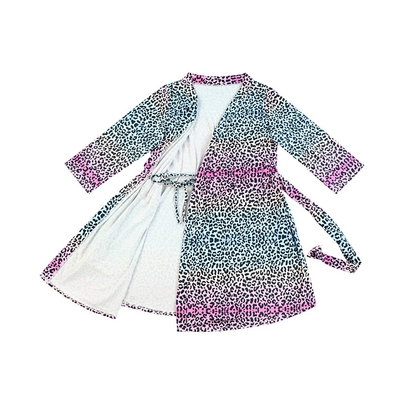 Hot Sale Leopard Print Silk Robe Comfortable Cheap Women's Pajamas Baby Clothing Set Mommy and Me Outfit Newborn Clothing