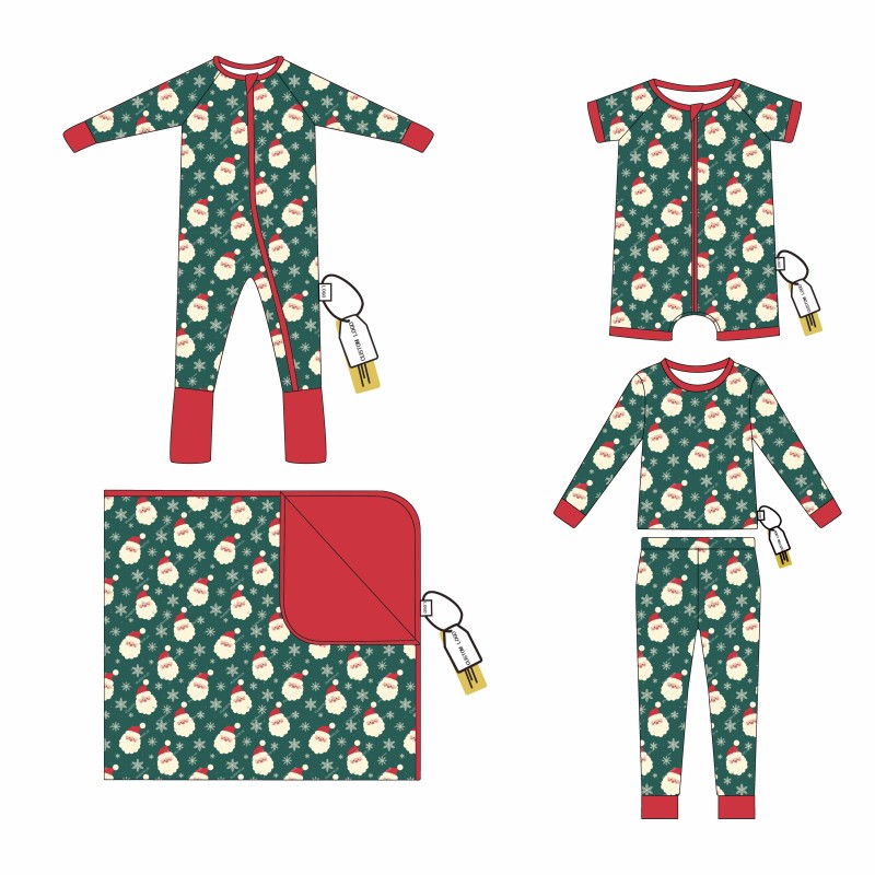 Christmas Custom Print Casual Double Zipper Bamboo Viscose Baby Skin-Friendly Pants
