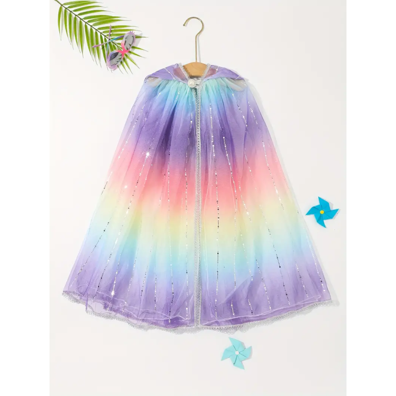 Wholesale Custom Fashion Girl Cape Hot Sale Colorful Hooded Cape Pretty Cute Girl Halloween Costume Cloak