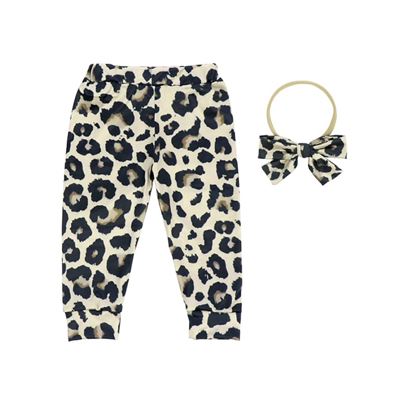Popular Product 2023 New Arrival Girl Pants Floral Fabric Print Cotton Bell Bottoms with Headband