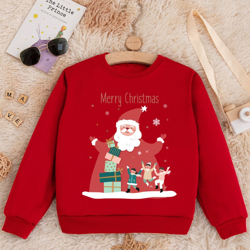 Christmas Kids Sweater Girl Long Sleeve Autumn/Winter Round Neck Cartoon Long Sleeve Pullover
