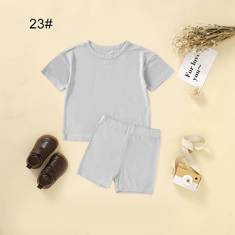2pcs Set Viscose Bamboo Spandex Short Sleeve Shirt with Shorts Set Children's Clothing Wholesale Summer Toddler Boy Clothing Set