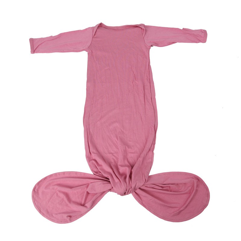 Custom High Quality Baby Evening Gown Solid Color Soft Breathable Knit Pure Cotton Baby Knot Gown Newborn Sleep Sack