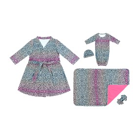 Hot Sale Leopard Print Silk Robe Comfortable Cheap Women's Pajamas Baby Clothing Set Mommy and Me Outfit Newborn Clothing