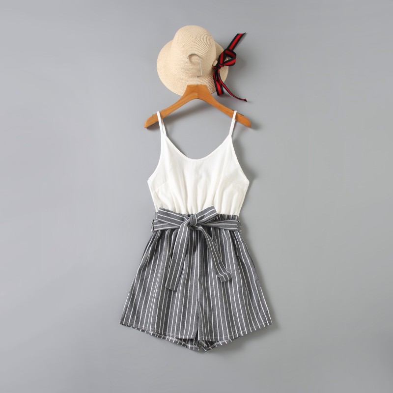 Mother Daughter Family Matching Clothing Women's Wear Mommy and Me and Baby Wear Stripe Romper