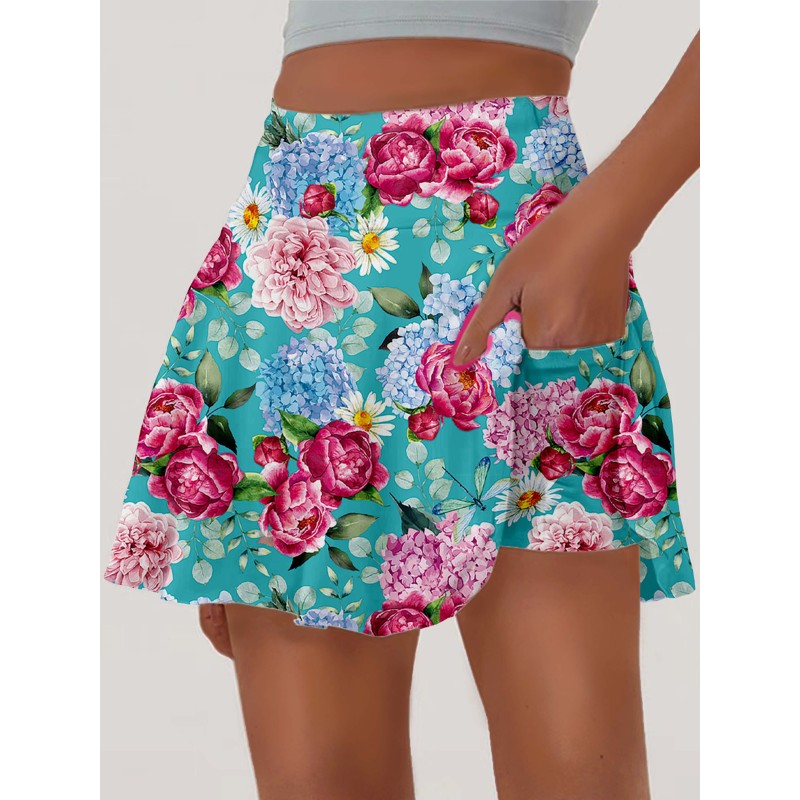 Women's Tennis Skirt High Waist Golf Skorts Belly Control Skirt with Shorts Pocket Lightweight