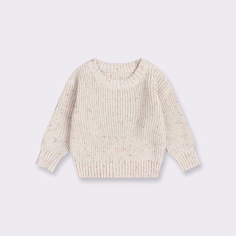 Autumn/Winter Hot Sale Pure Cotton Solid Round Neck Pullover Loose Knit Cardigan Sweater Baby Sweater