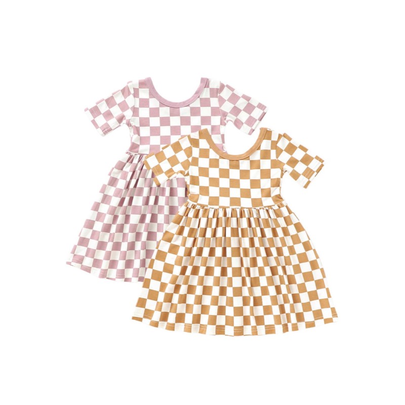 Yiyuan Custom In Stock Summer Viscose Girls Bamboo Children's Clothing Twirl Soft Baby Girl Dress