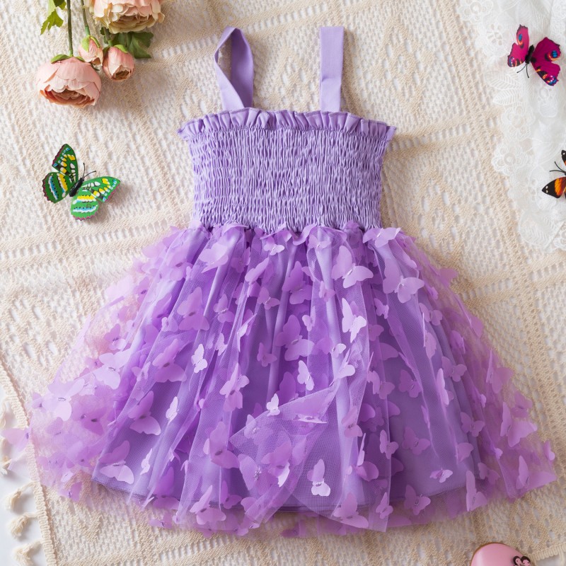 In Stock 3-5 Years Butterfly Sleeveless Chiffon Baby Girl Outerwear 2 Years Toddler Girl Long Wing Blouse